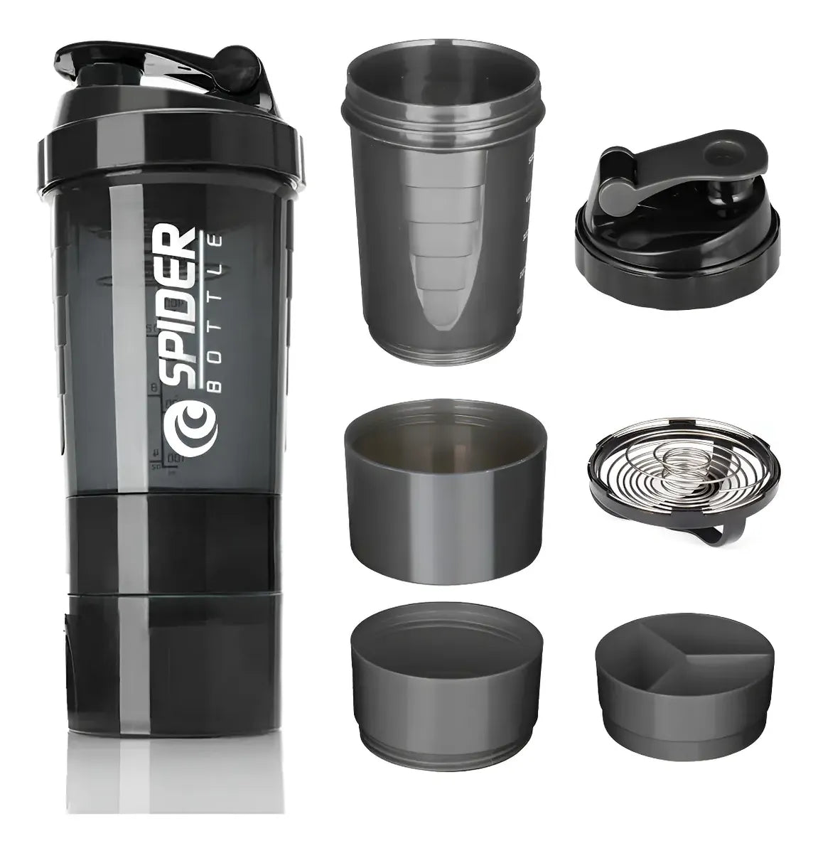 Botella Shaker 3 en 1 550ml (Negro)